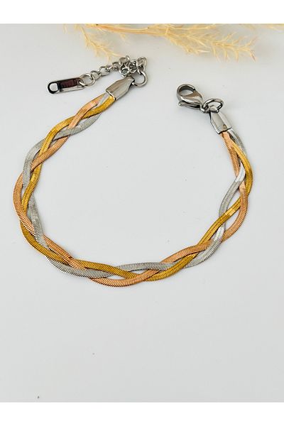 KOALA COMPANY Steel Tricolor Knitted Italian Bracelet-Non-Wrockness No Allergy