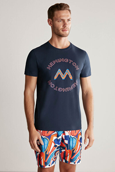 Hemington Logo Pima Cotton Navy Blue T-Shirt