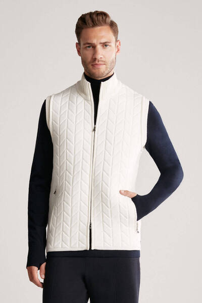 Hemington Ekru Activewear Merino Yün Triko Yelek