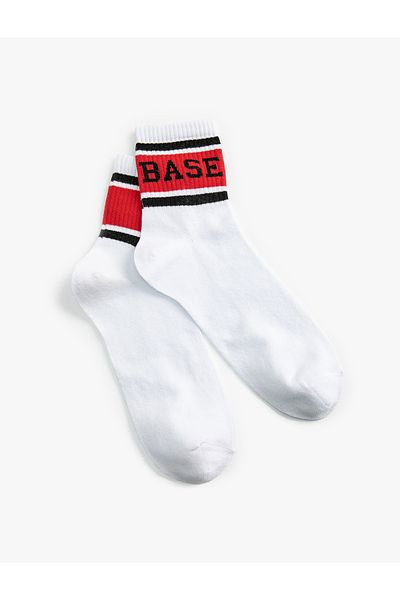 Koton Slogan Embroidered Socket Socks