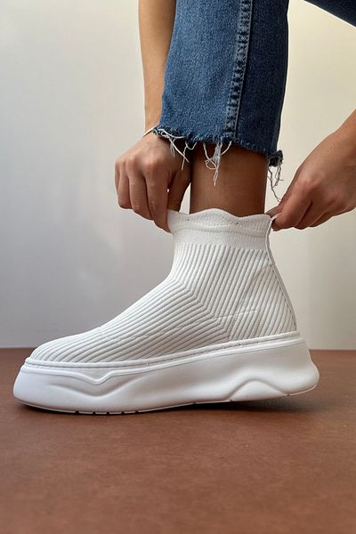 Mupa Shoes Bílé dámské úpletové sportovní boty
