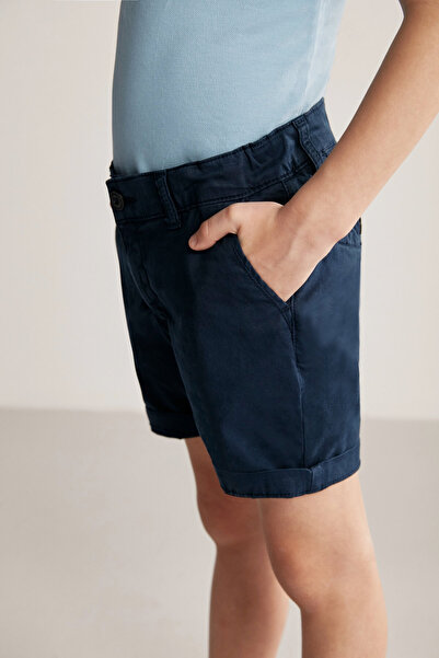Hemington Navy Blue Cotton Chino Kids Bermuda Shorts