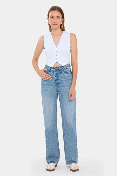 Hiccup Vestă crop din piele intoarsa tricotata fara maneci