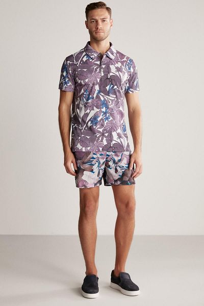 Hemington Floral Print Purple Polo Neck T-Shirt