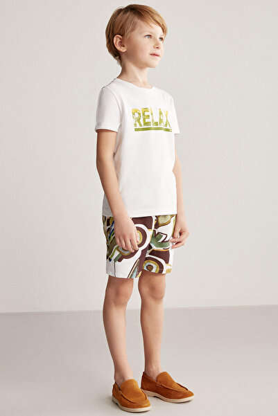 Hemington Printed Pima Cotton White Kids T-Shirt