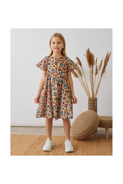CİCHLİD Girl's Leopard Patterned Dress