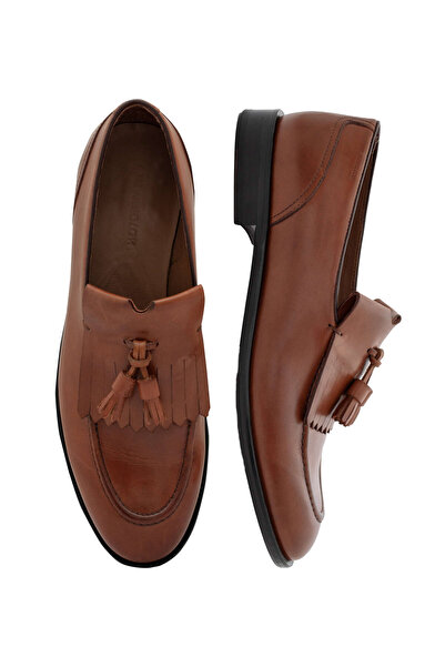 Hemington Bağcıklı El Yapımı Taba Rengi Deri Loafer