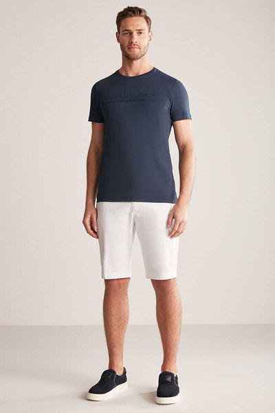 Hemington Embossed Printed Navy Blue Pima Cotton T-Shirt