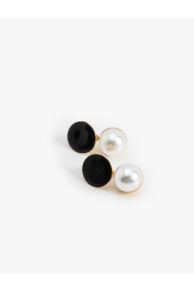 Koton Geometric Steel Mixed Pearl Earrings