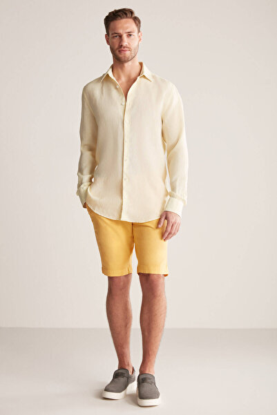 Hemington Yellow Pure Linen Sports Shirt