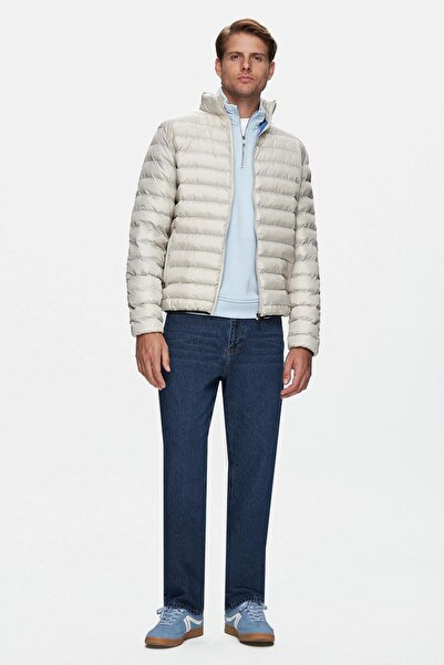 UCLA Northwin Beige Zippered and Pocketed Polyester Standard Fit Men's Coat