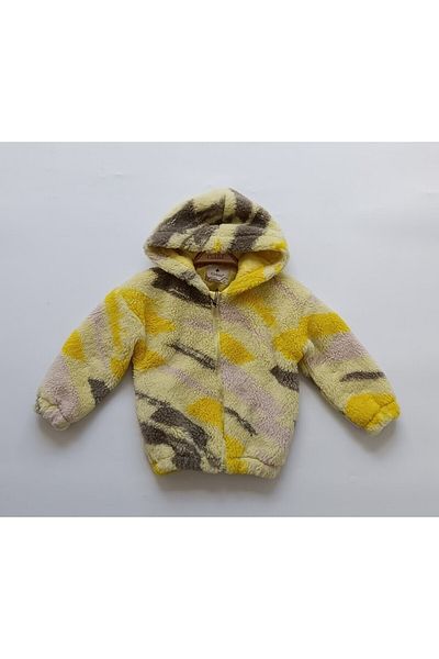 CİCHLİD Girl Colorful Hooded Plush Coat