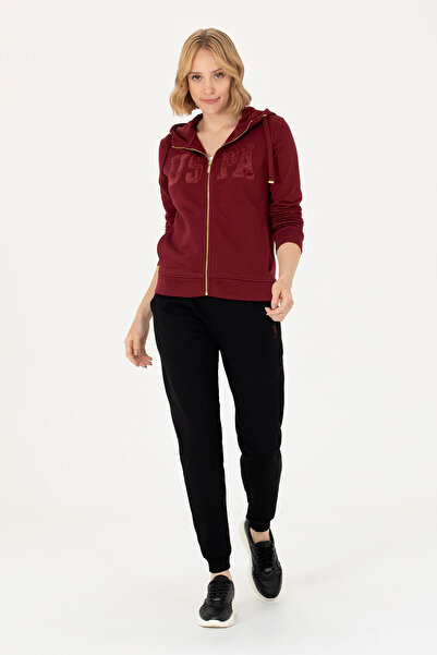 U.S. Polo Assn. Γυναικείο μπλουζάκι με κουκούλα μπορντό Basic 50272060-VR014