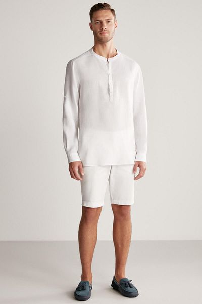 Hemington Pure Linen White Judge Collar Shirt