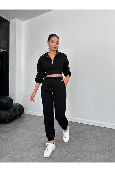 ESRAHELVACI Set de trening Crop cu fermoar