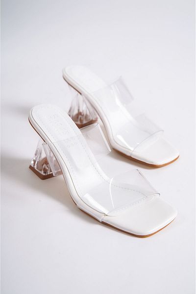 Moka Shopin Mokashopin Hugo White Skin Transparent Banded Slippers