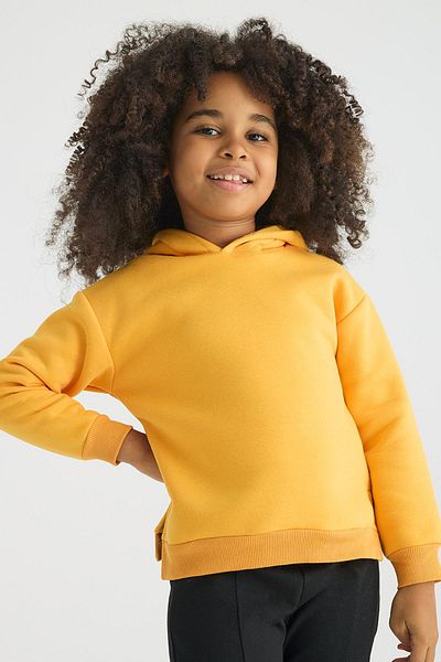 zepkids Hooded Long Sleeve Mustard Color Girls' Sweatshirt