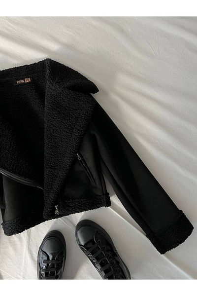 Afiş Butik PALTON CROP din piele intoarsa PREMIUM INTERIOR PLUS