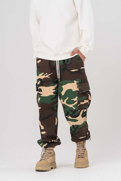 go gang own Hunter Cargo Pocket and Leg Adjustable Camouflage Gabardine Trousers