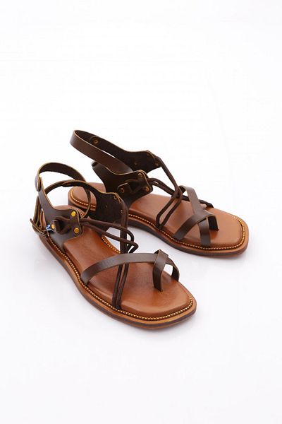DGN 310 Women's Flip Flops Beaded Sandals Dark Brown 4213289