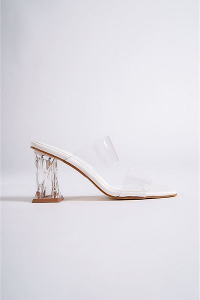 Moka Shopin Mokashopin Hugo White Skin Transparent Banded Slippers
