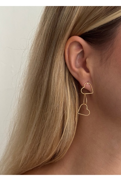 KİLİGİSTANBUL ALTIN KAPLAMA 3'LÜ KALP KÜPE 4 CM