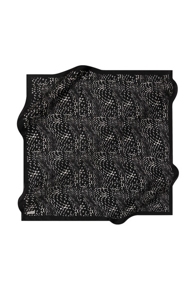 Aker İpek Eşarp - 8904701-312 Siyah Beyaz Sura