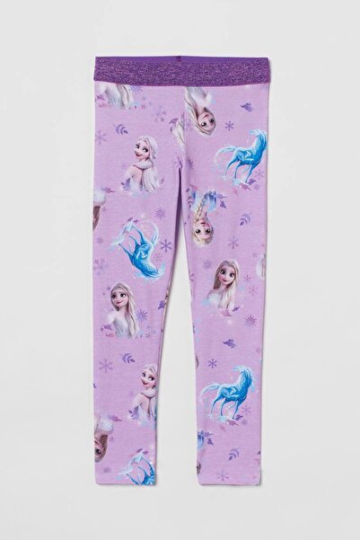 TİJK Elsa Karakterli Beli Lastikli Ekstra Likralı Rahat Kalıp Kız Çocuk Tayt