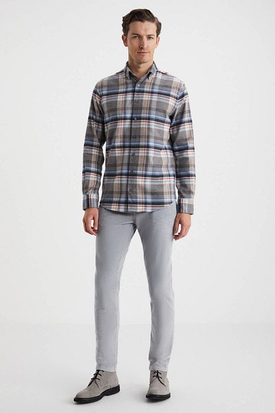Hemington Cotton Wool Blended Patterned Blue Shirt