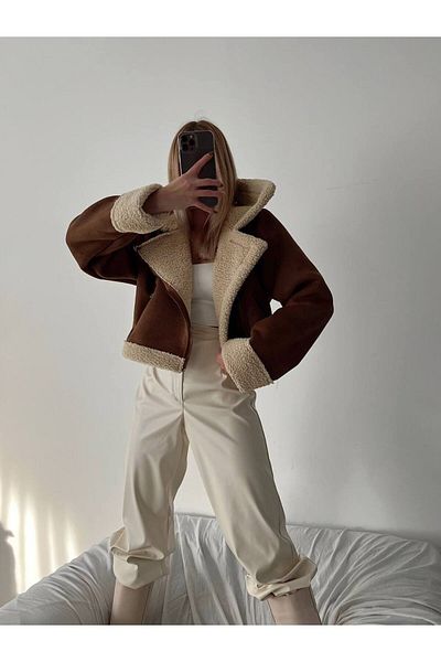 Afiş Butik Първокласно вътрешно плюшено външно велурено палто