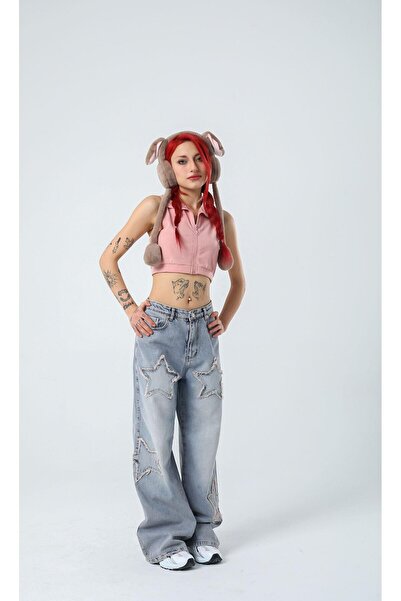 BALİNA Açık Mavi Yıldız Detaylı Baggy Pantolon