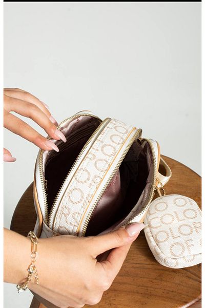 eflanmoda Polo of Colors White Crossbody Shoulder Bag with Mini Wallet