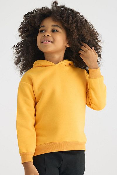 zepkids Hooded Long Sleeve Mustard Color Girls' Sweatshirt