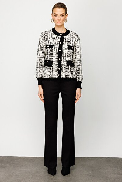 ON سترة صوفية منقوشة برقبة دائرية