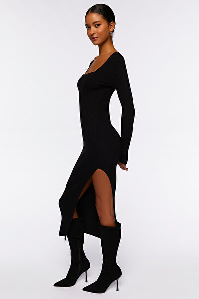 Forever 21 Yırtmaçlı Midi Triko Elbise