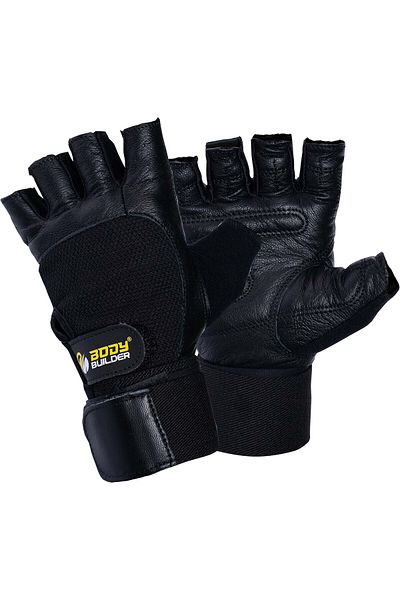 Body Builder Wrist Support Gloves, M, Black