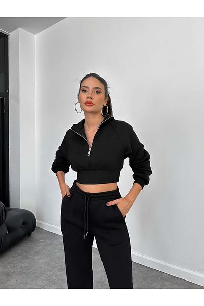 ESRAHELVACI Set de trening Crop cu fermoar