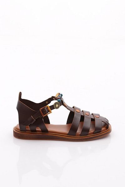 DGN Women's Ankle Strap Beaded Sandals Dark Brown 4173289