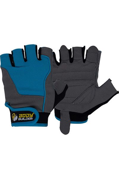 Body Builder Trainer Gloves, L, Grey-Blue
