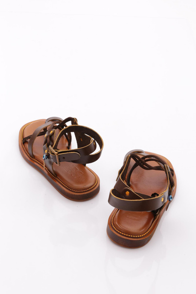 DGN 310 Women's Flip Flops Beaded Sandals Dark Brown 4213289