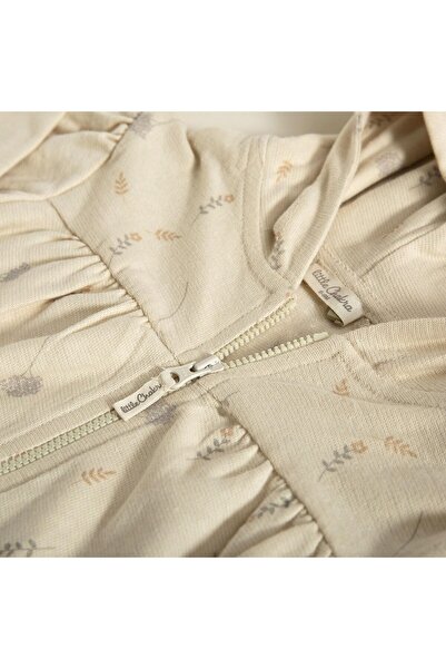 Chakra Hug Me Çiçekli Fermuarlı Kapüşonlu Sweatshirt Bej