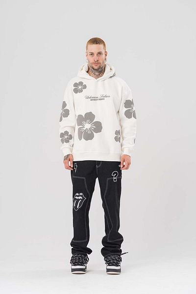 go gang own Lips Embroidery Detailed Jean Baggy Trousers