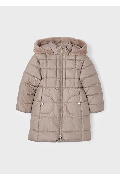 MAYORAL Brown Hooded Long Coat - Girl