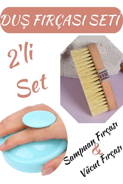 Efsoon Organics 2-Piece Brush Set for Shower and Body Massage - Hair Massage and Body Brush