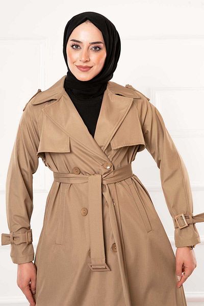 EBRUTESETTÜR Portable Belted Button Detailed Trench