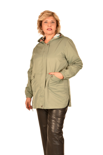 Ultimod ULTİMOD DESENLİ İÇ ASTARLI KAPİŞONLU ÇAĞLA YEŞİLİ YAĞMURLUK ULT55155