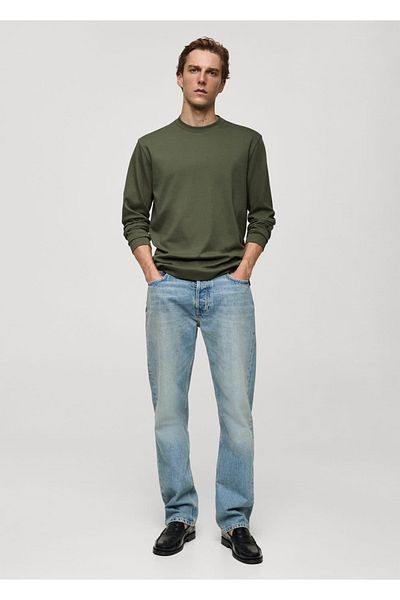 MANGO Man T-shirt z długim rękawem, wykonany w 100% z bawełny