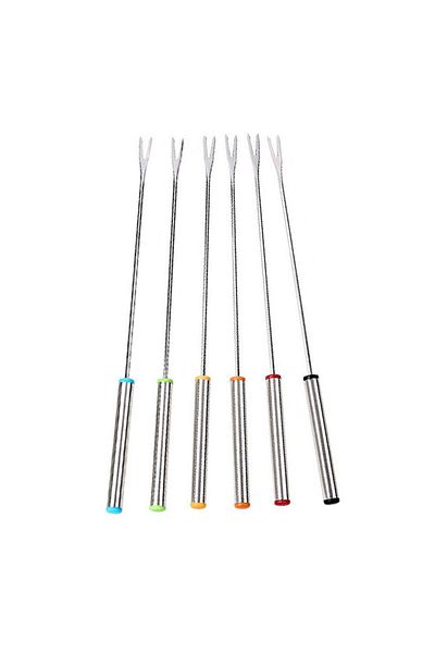 Choice 6pcs 6pcs Stainless Steel Chocolate Fork Cheese Pot Hot Forks Cake Fruit Dessert Fork Set Fondue Bbq