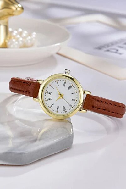 VİBES ساعة ريترو فينتاج الحد الأدنى من الجلد للنساء