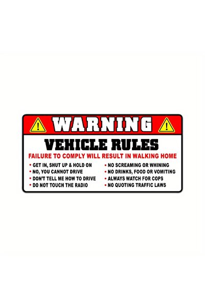 Choice 16x7.7CM 1pc Funny Vehicle Safety Warning Car Rules Sticker Decal Adhe...